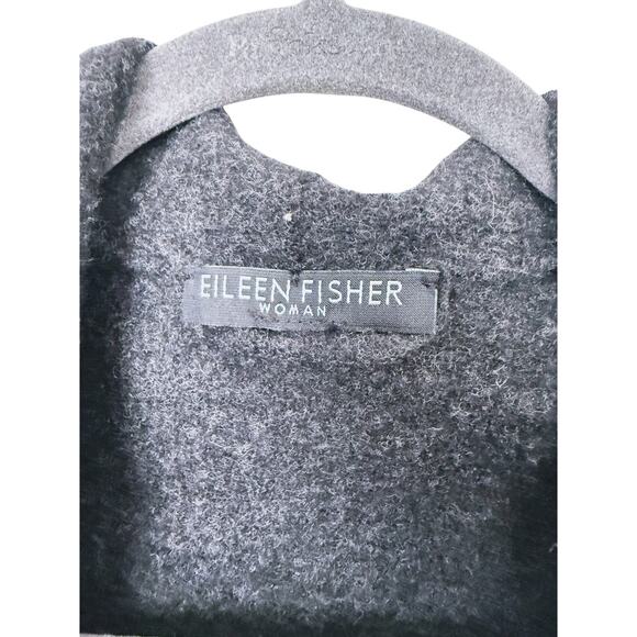 Eileen Fisher Merino Wool Open Cardigan Sweater Gray Pockets Layer One Size Fall - Picture 6 of 10